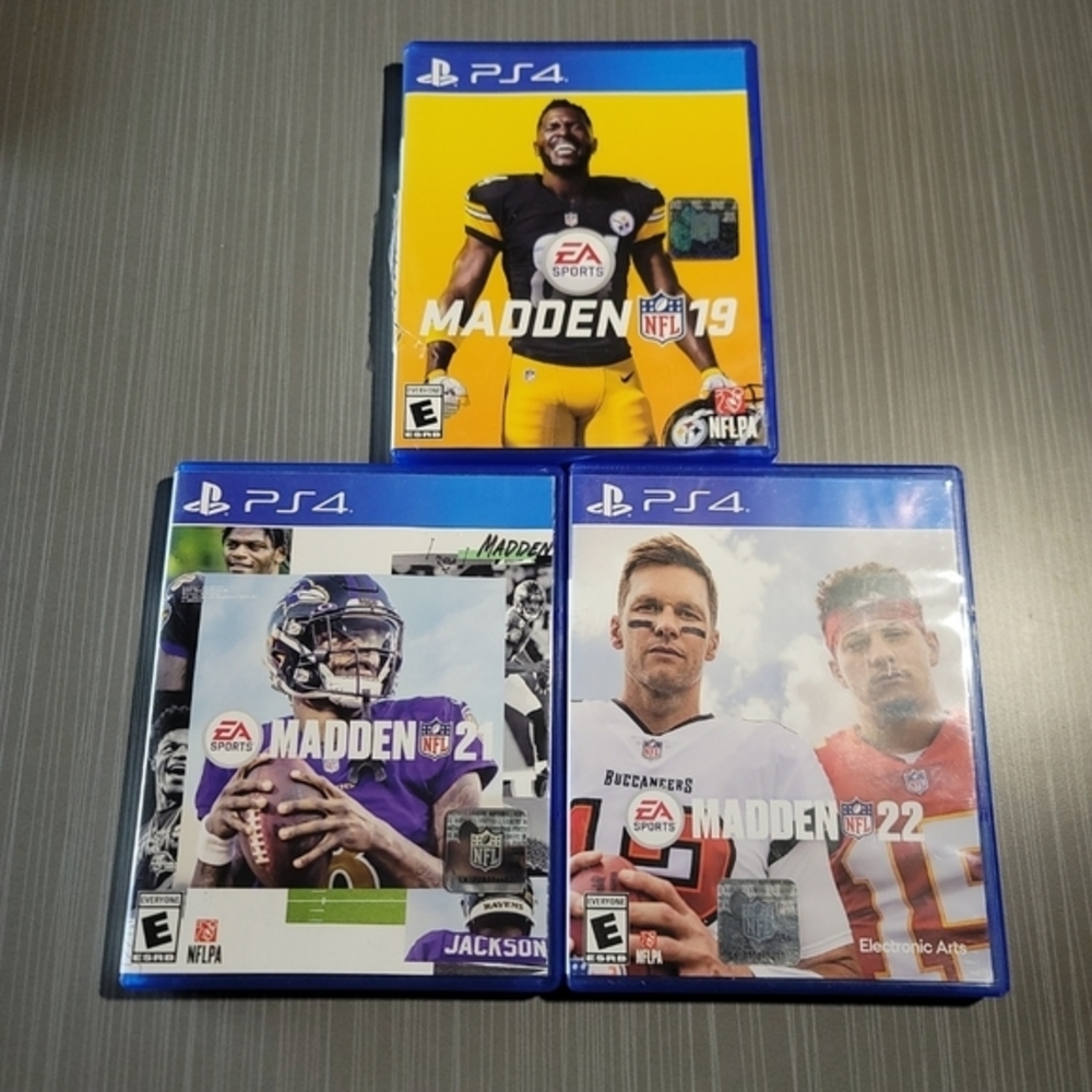 (3) Madden NFL 19, 21, & 22 - Sony PlayStation 4 Good/Great PreOwned Condition
